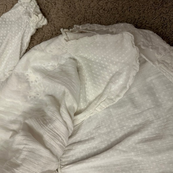 Love Shack Fancy Leno Mini Dress Long Sleeve V Neck Womens White Size 2 - Picture 13 of 15